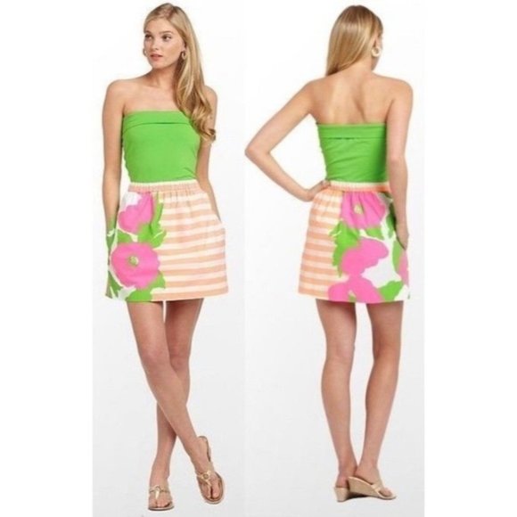 Lilly Pulitzer Strapless Fleur Neon Sunrise dress